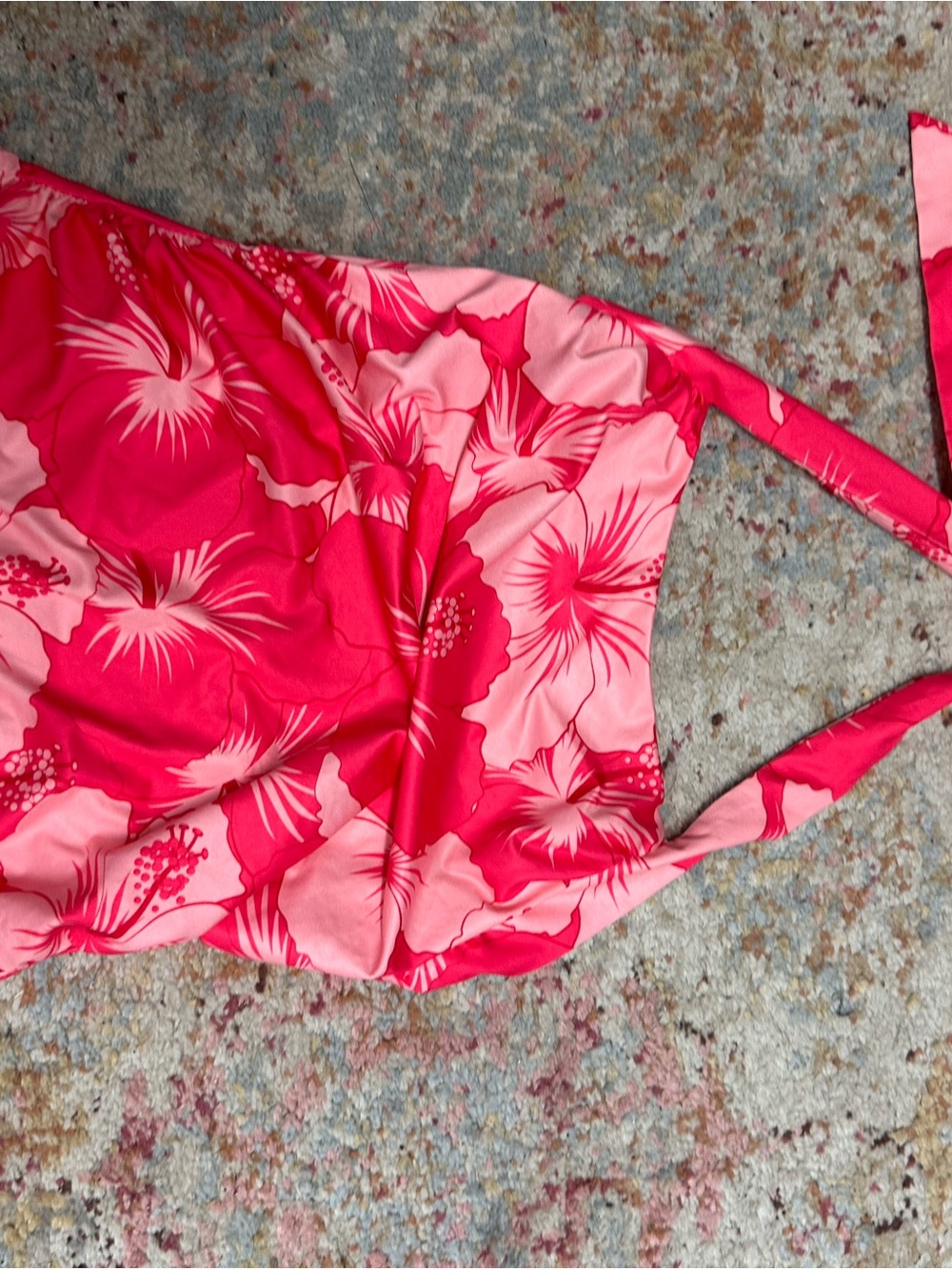 Pink Floral Halter Swim Top